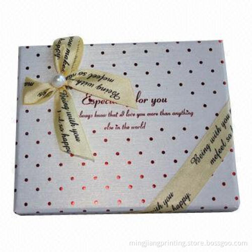 Gift Box with Ribbon Bow and Hot Stamping Art Process